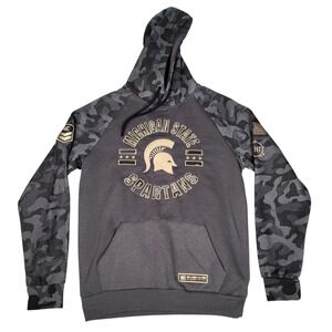 Colosseum Hoodie Mens M Michigan State Spartans OHT Camo Raglan Gray NCAA Sweat